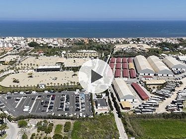 Aerial view of MET Oliva equestrian facility with multiple Risohorse riding arenas